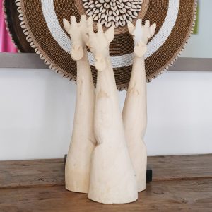 Wooden giraffe heads
